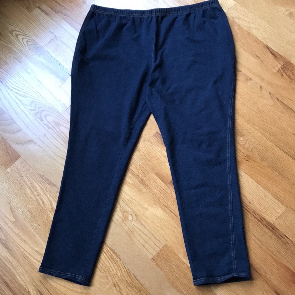 DENIM LOOK COTTON BLEND LEGGINGS